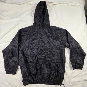 Rietveld Mens XL Black Hooded Windbreaker Nylon Jacket Lightweight Rain Coat